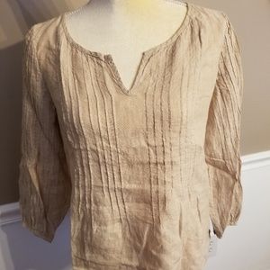 SOLD**Talbots blouse, tan, small petite